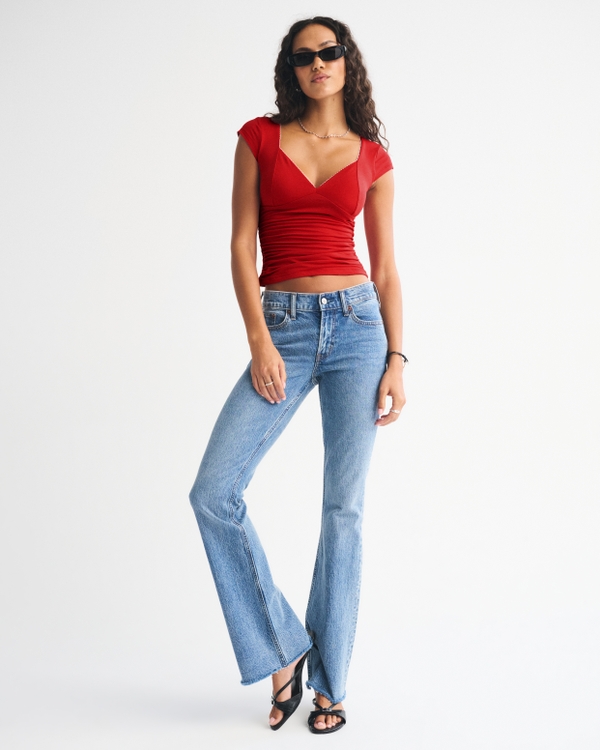 Top da indossare senza reggiseno A&F Zoe, Rosso Fiery view 2