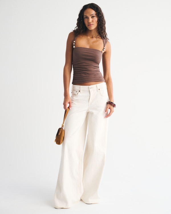 The A&F Ava Beaded Top, Dark Brown view 2