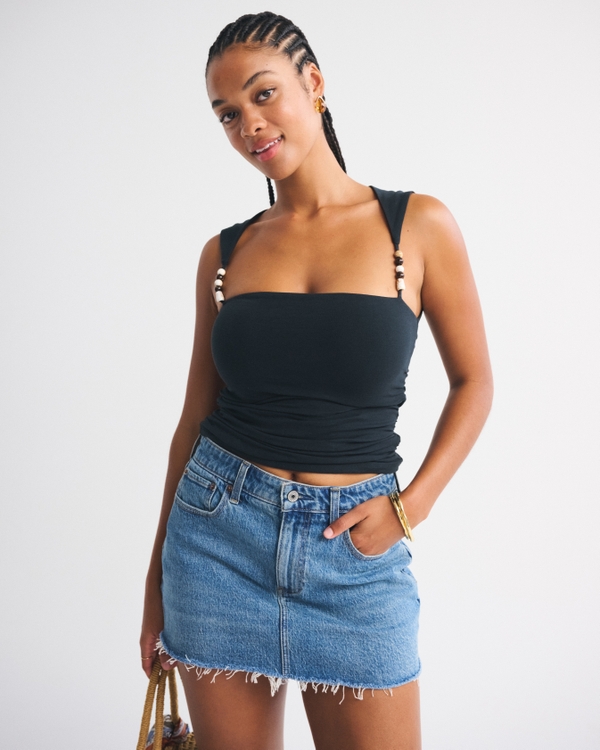 The A&F Ava Beaded Top, Black view 1