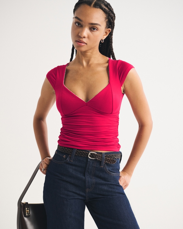 A&F Zoe Bra-Free Picot-Trim Top