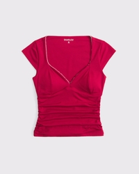 A&F Zoe Bra-Free Picot-Trim Top