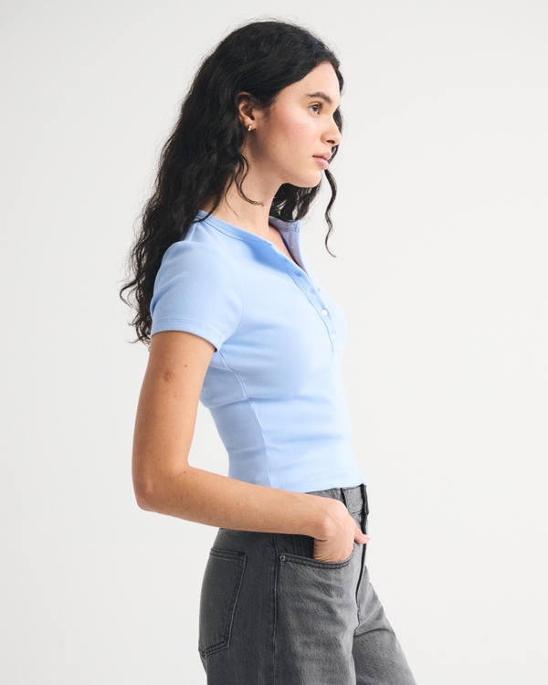 Short-Sleeve Icon Henley Rib Top