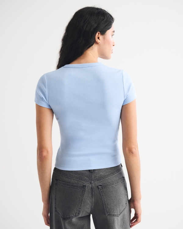 Short-Sleeve Icon Henley Rib Top