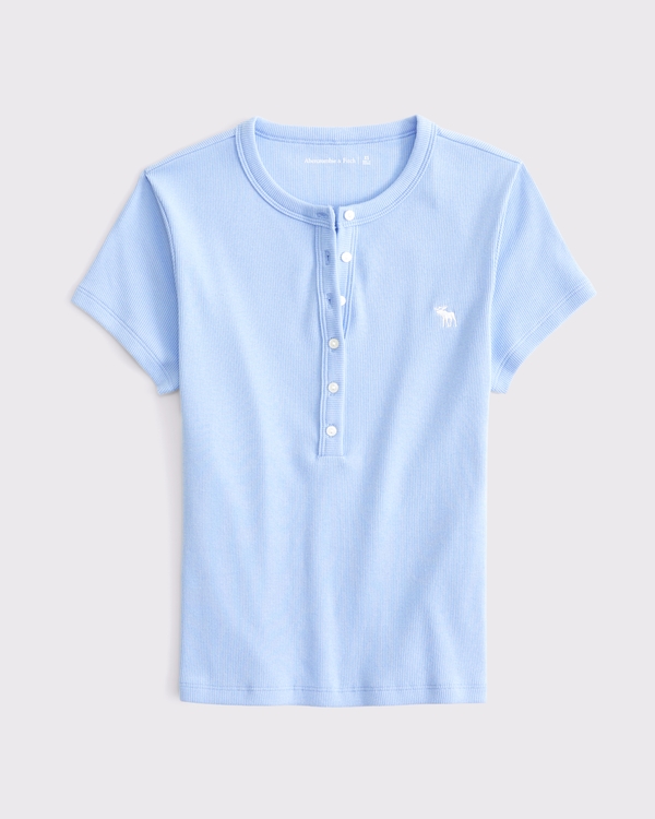 Short-Sleeve Icon Henley Rib Top