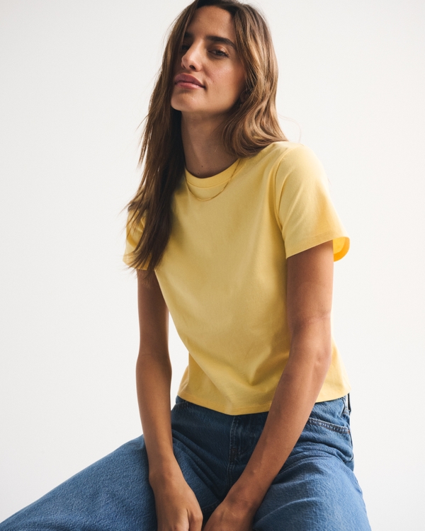 Essential Polished Body-Skimming Tee, Sunny Yellow view 1