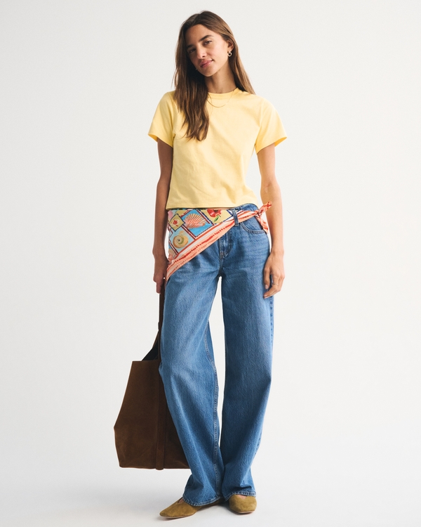 Essential Polished Body-Skimming Tee, Sunny Yellow view 2