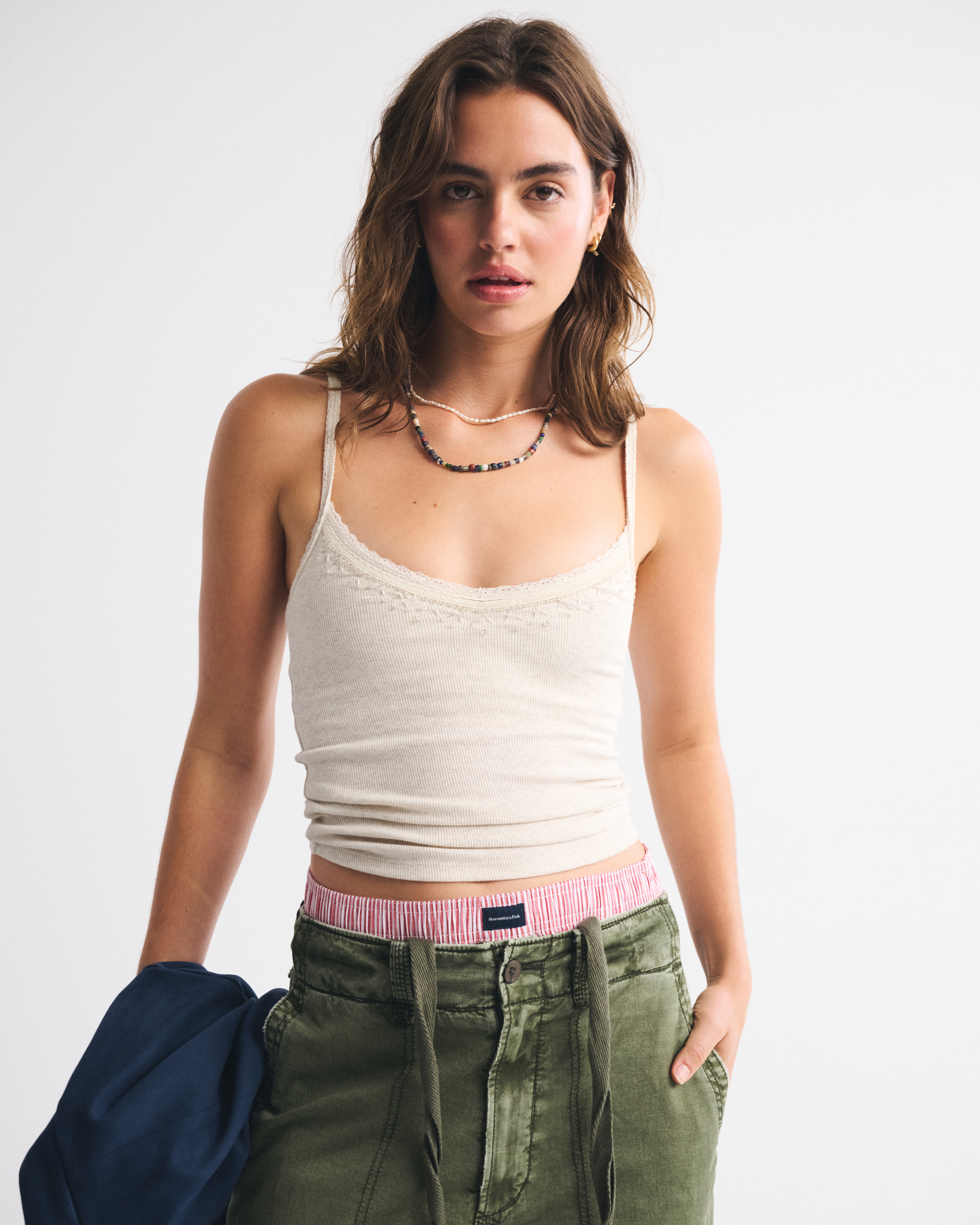 Женские топы Abercrombie & Fitch Embellished Rib Cami — фото 3