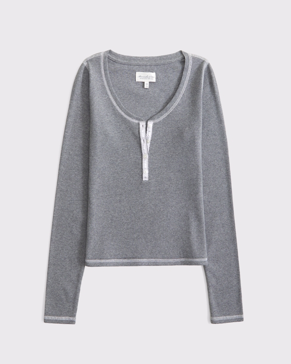Women's Long-Sleeve Rib Henley | Women's Clearance | Abercrombie.com