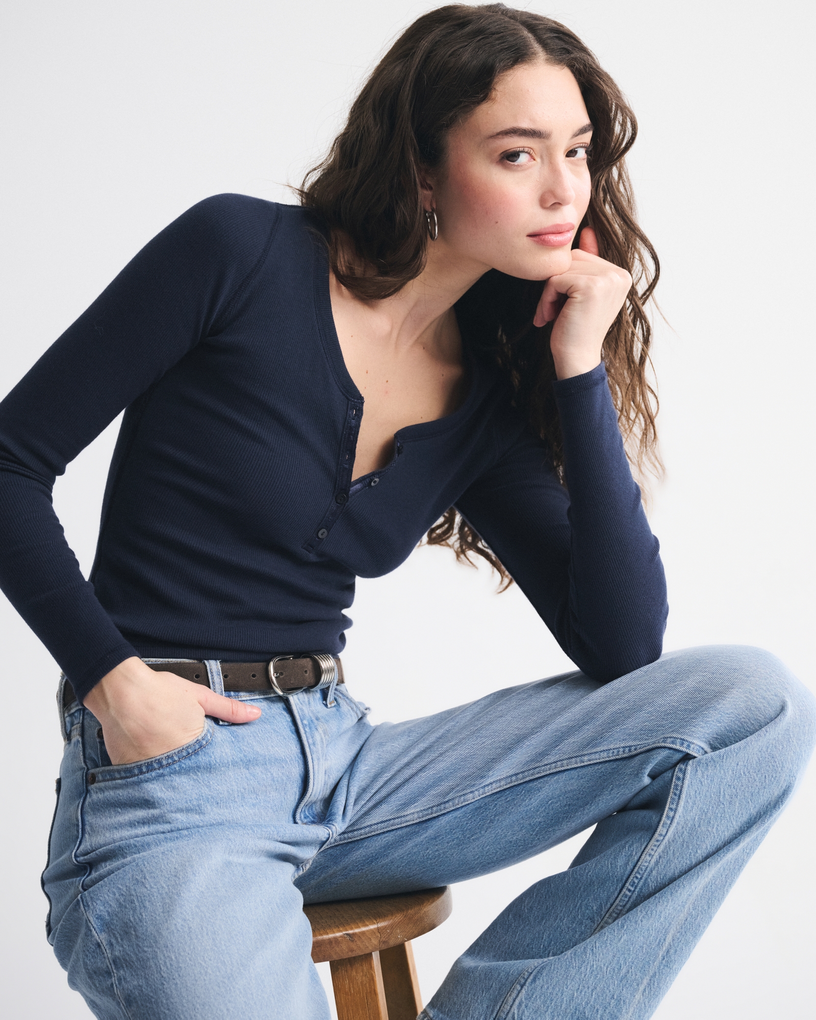 Long-Sleeve Rib Henley