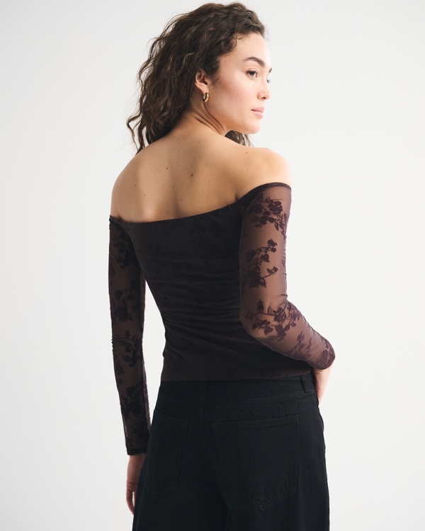 Bra-Free Off-The-Shoulder Long-Sleeve Top
