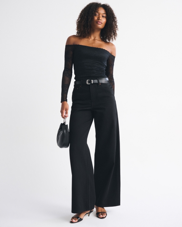 Bra-Free Off-The-Shoulder Long-Sleeve Top