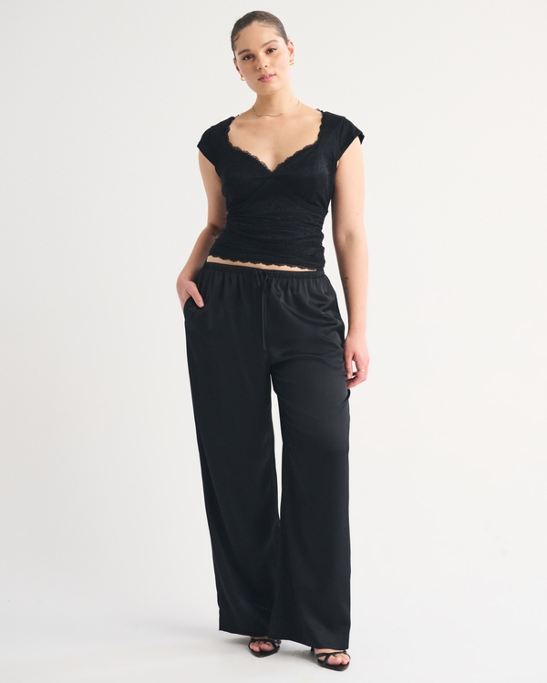 A&F Zoe Bra-Free Lace Top, Black view 2