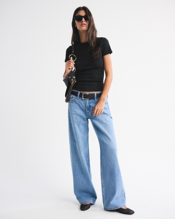 Essential Rib Tuckable Baby Tee, Black view 2