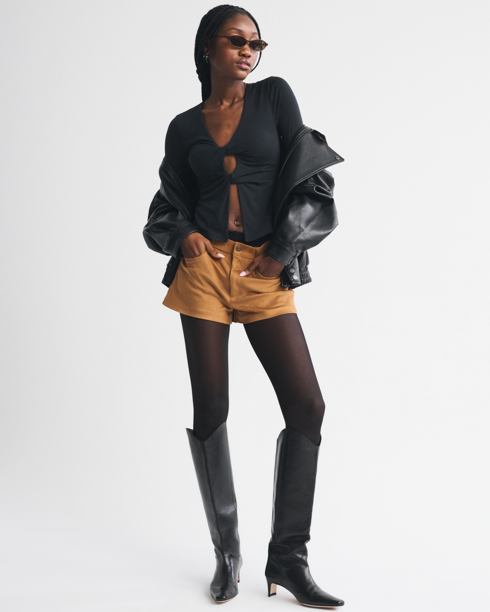 Bra-Free Long-Sleeve Twist Cutout Top