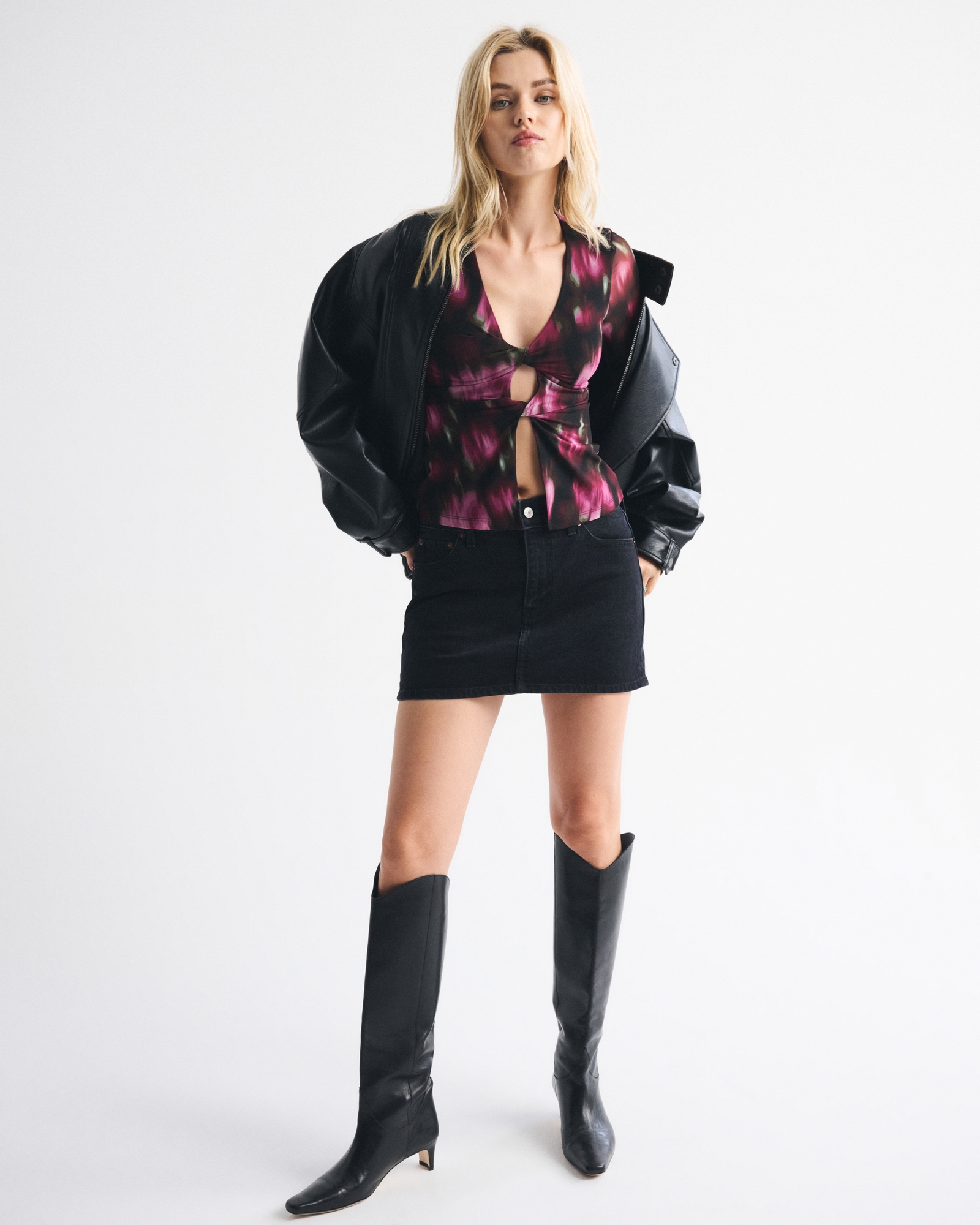 Bra-Free Long-Sleeve Twist Cutout Top