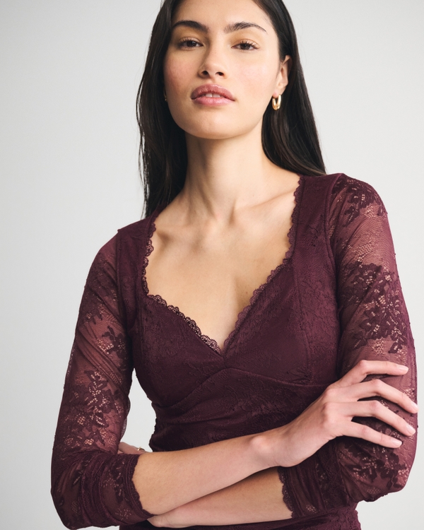 A&F Zoe Bra-Free Long-Sleeve Lace Top