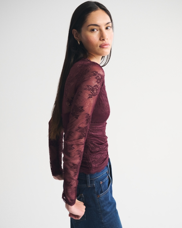 A&F Zoe Bra-Free Long-Sleeve Lace Top