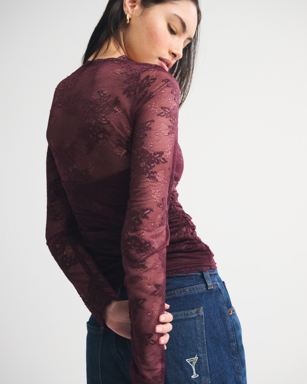 A&F Zoe Bra-Free Long-Sleeve Lace Top