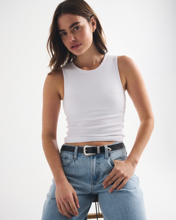 Bra-Free High-Neck Rib Tank