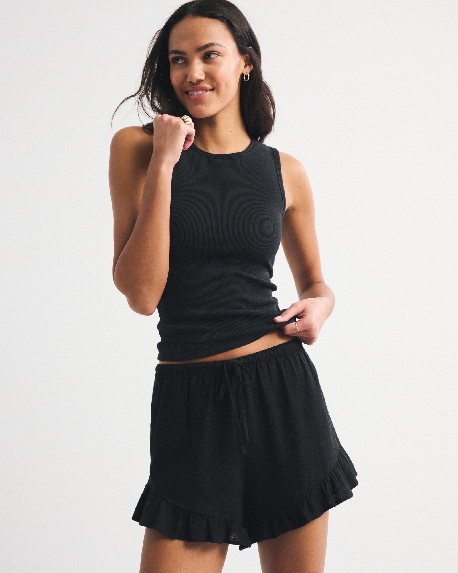 Bra-Free High-Neck Rib Tank