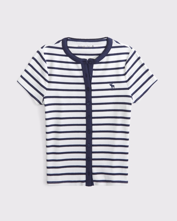 トップス vintageAbercrombie&Fitch short-sleevetop Women's Short-Sleeve Rib Icon Button-Through Top | Women's Tops