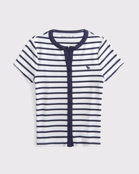 短袖羅紋圖標鈕扣式上衣