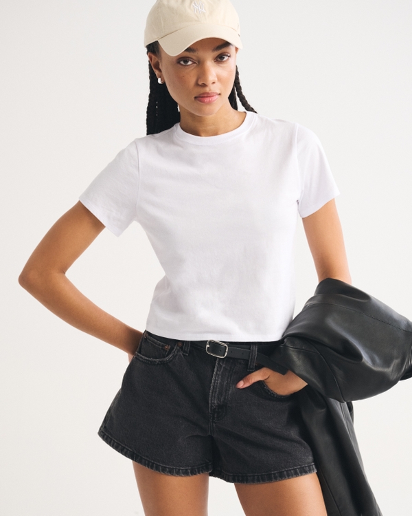 Essential Polished Body-Skimming Tee, White view 1