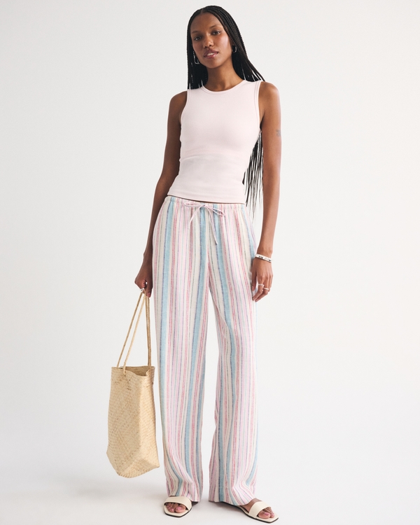 Bra-Free Rib High-Neck Tank, Light Pink view 2