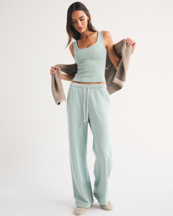Bra-Free Rib Scoopneck Tank, Misty Green view 2