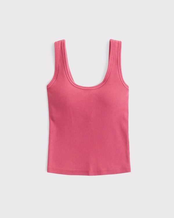 Bra-Free Rib Scoopneck Tank, Red view 1