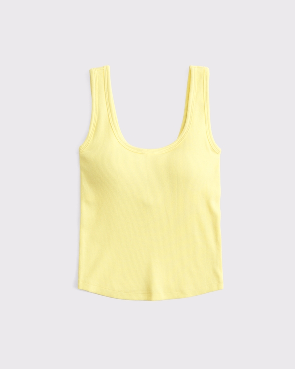 Bra-Free Rib Scoopneck Tank, Yellow view 1