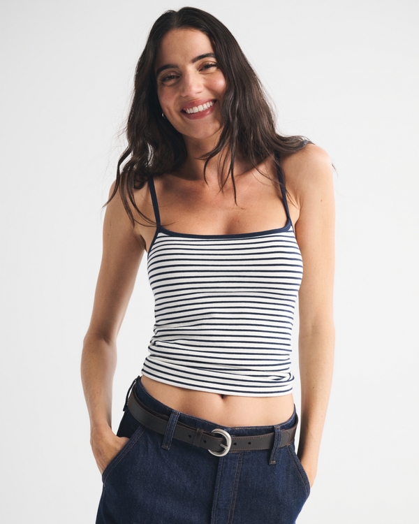 Bra-Free 90s Cami, Navy Stripe view 1