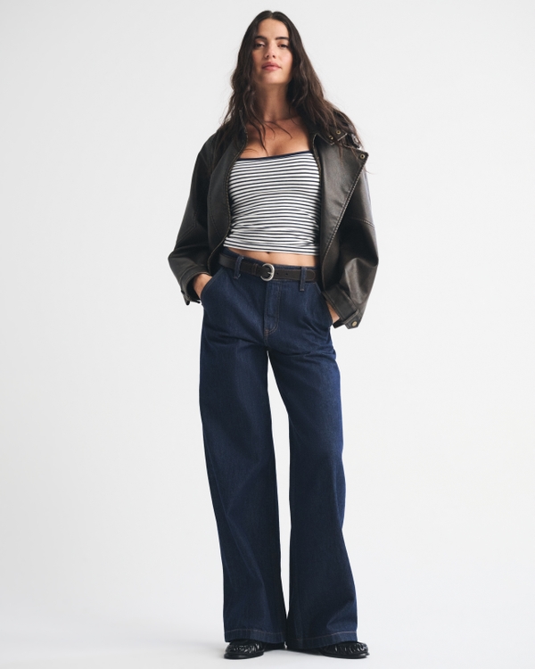 Bra-Free 90s Cami, Navy Stripe view 2