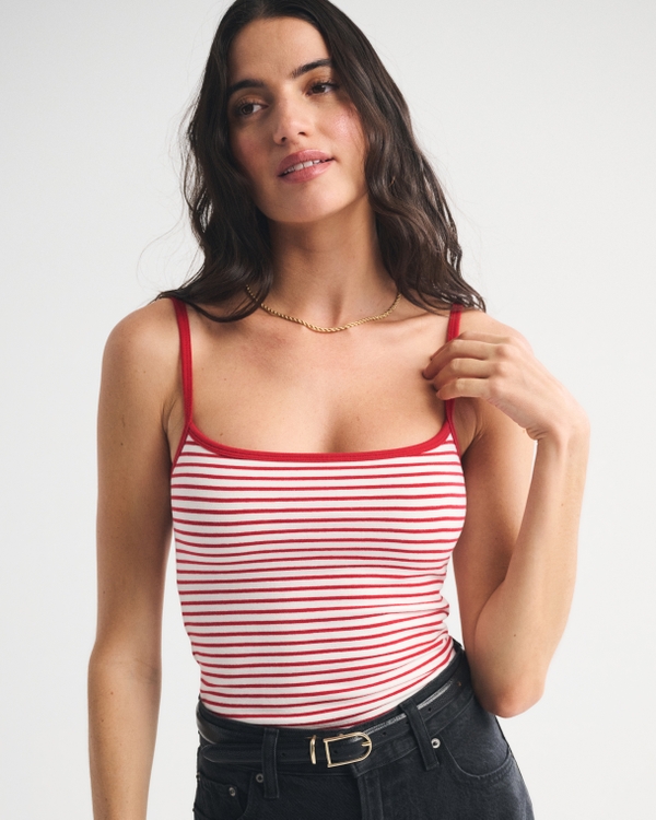 Bra-Free 90s Cami, Red Stripe view 1