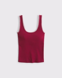 Top de tirantes de canalé con cuello redondo para llevar sin sostén