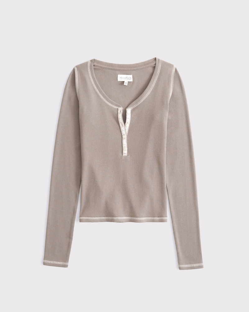 Women's Long-Sleeve Rib Henley | Women's Clearance | Abercrombie.com
