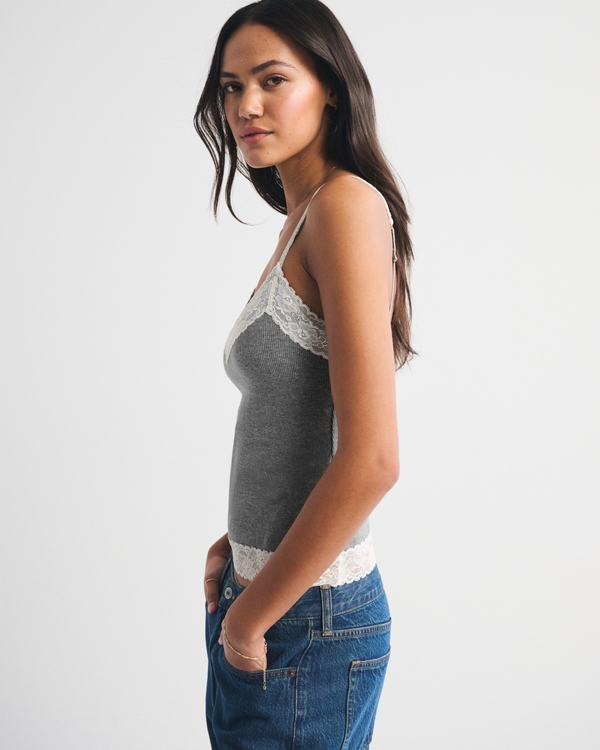 Bra-Free Lace-Trim Rib Cami