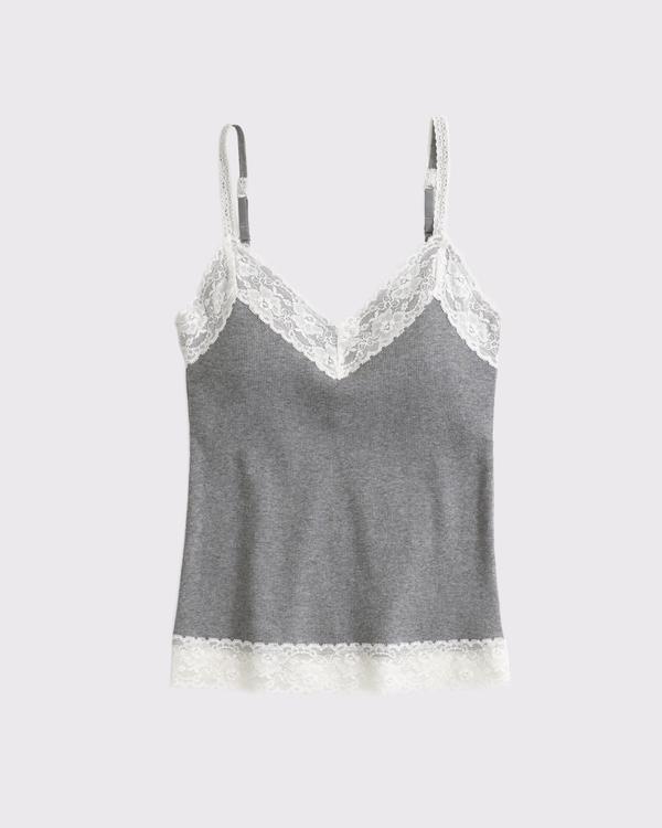 Bra-Free Lace-Trim Rib Cami