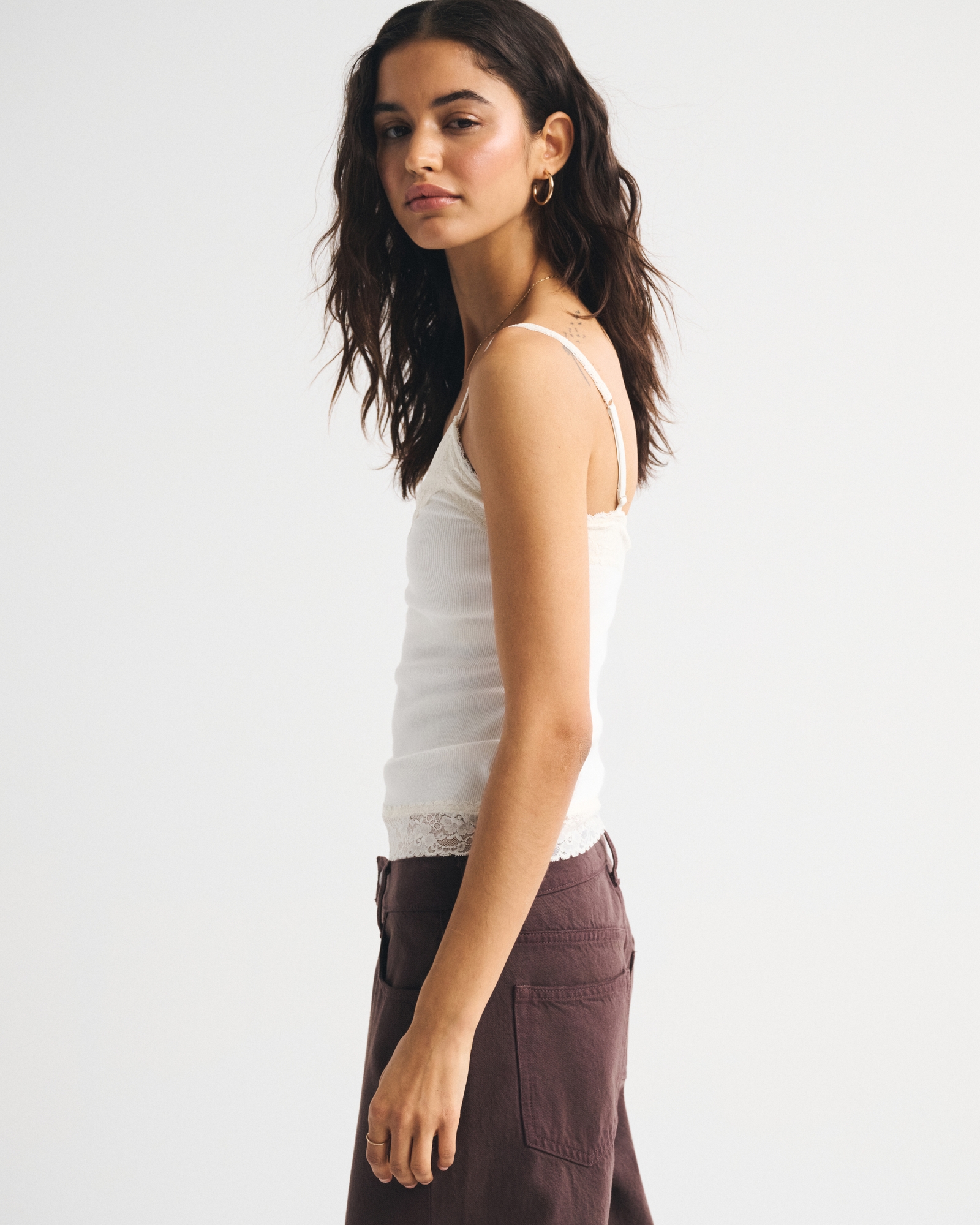 Bra-Free Lace-Trim Rib Cami