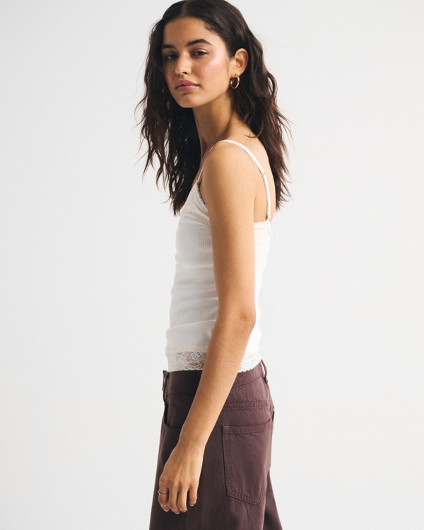 Bra-Free Lace-Trim Rib Cami