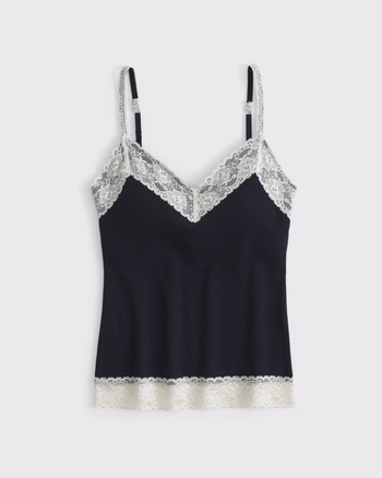 Bra-Free Lace-Trim Rib Cami