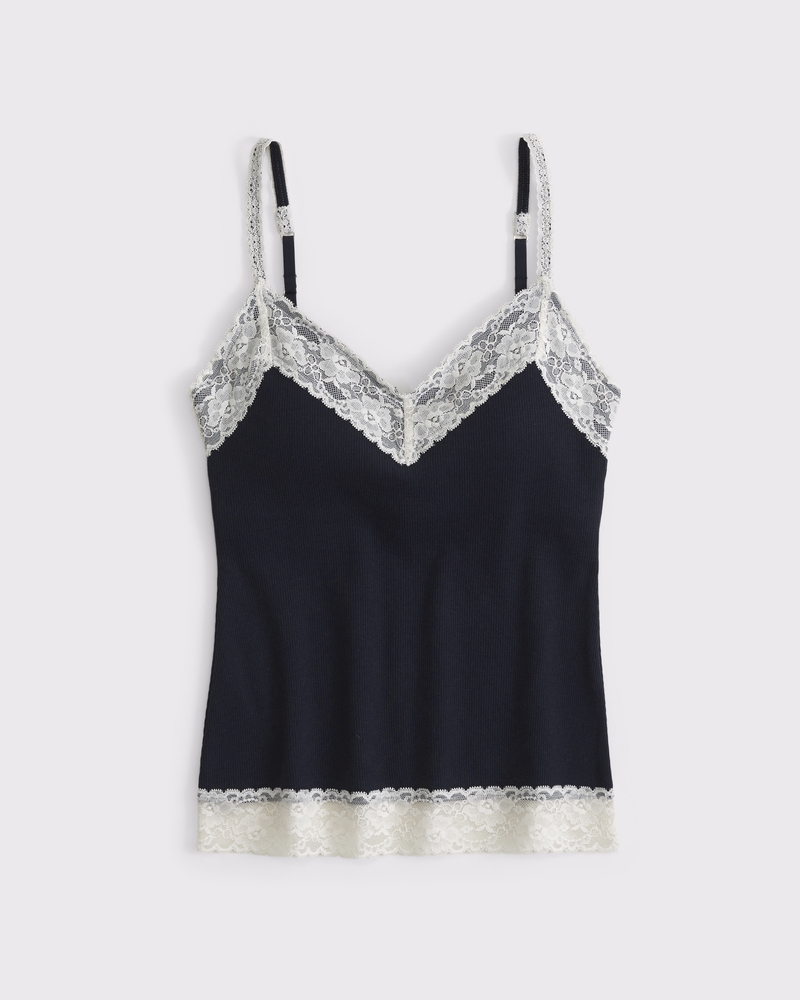 Women's Bra-Free Lace-Trim Rib Cami | Women's Tops | Abercrombie.com