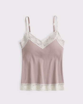 Bra-Free Lace-Trim Rib Cami