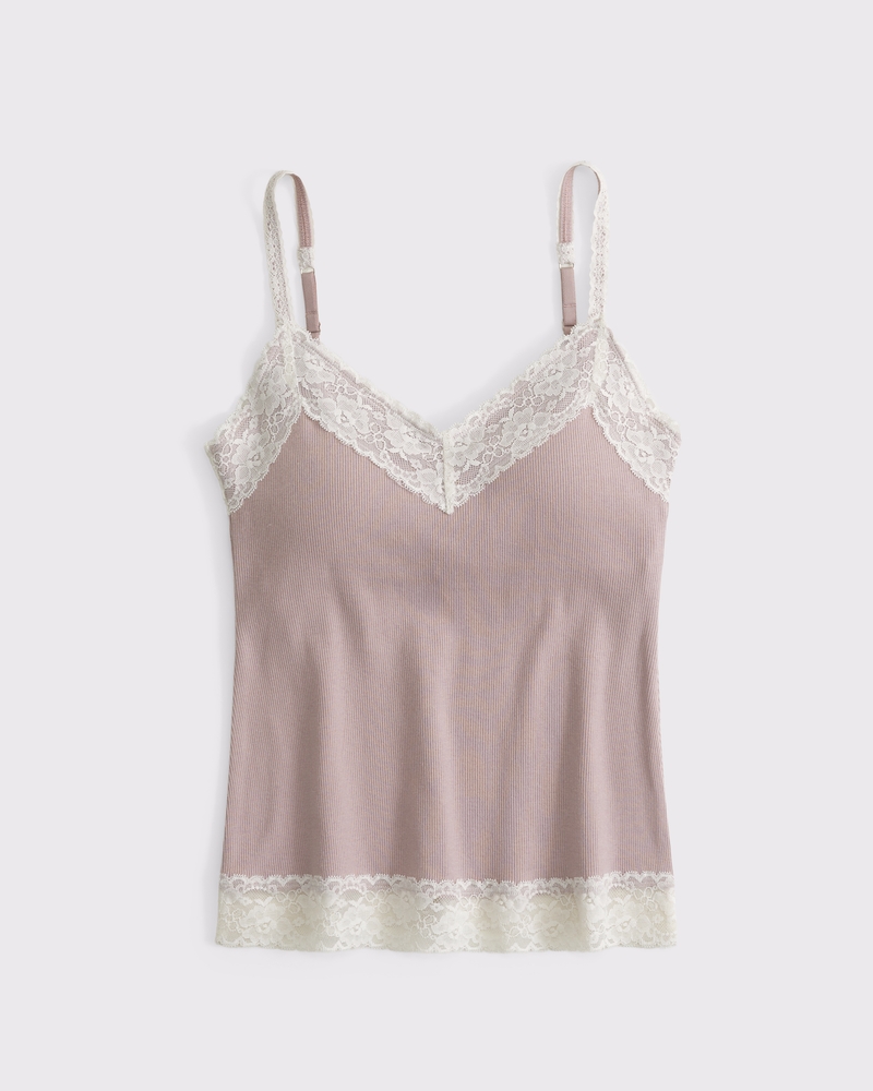 Women's Bra-Free Lace-Trim Rib Cami | Women's Clearance