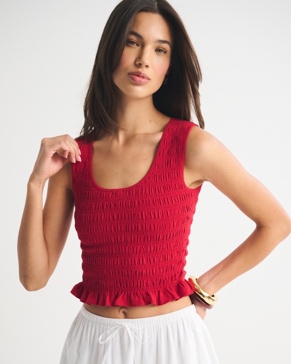 2-in-1 Reversible Smocked Top, Fiery Red view 2