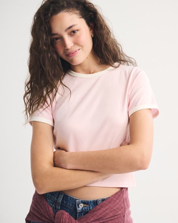 Essential Polished Body-Skimming Tee, Pale Lilac view 1