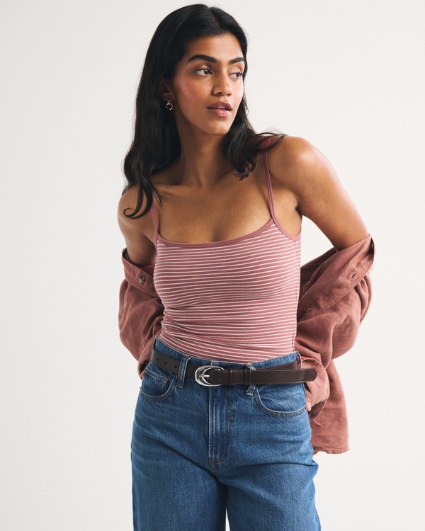 Bra-Free Seamless Fabric 90s Cami, Cool Blush Stripe view 1