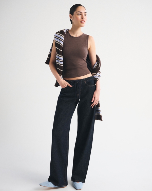 Bra-Free Rib High Neck Tank, Black Walnut view 2