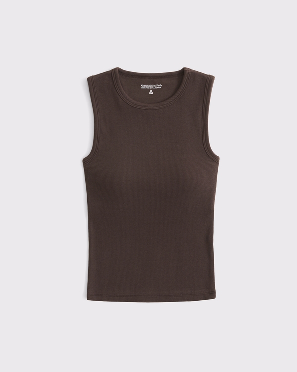 Bra-Free Rib High Neck Tank, Black Walnut view 1