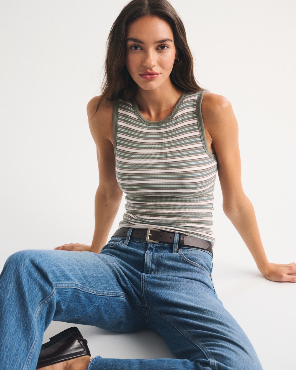 Bra-Free Rib High-Neck Tank